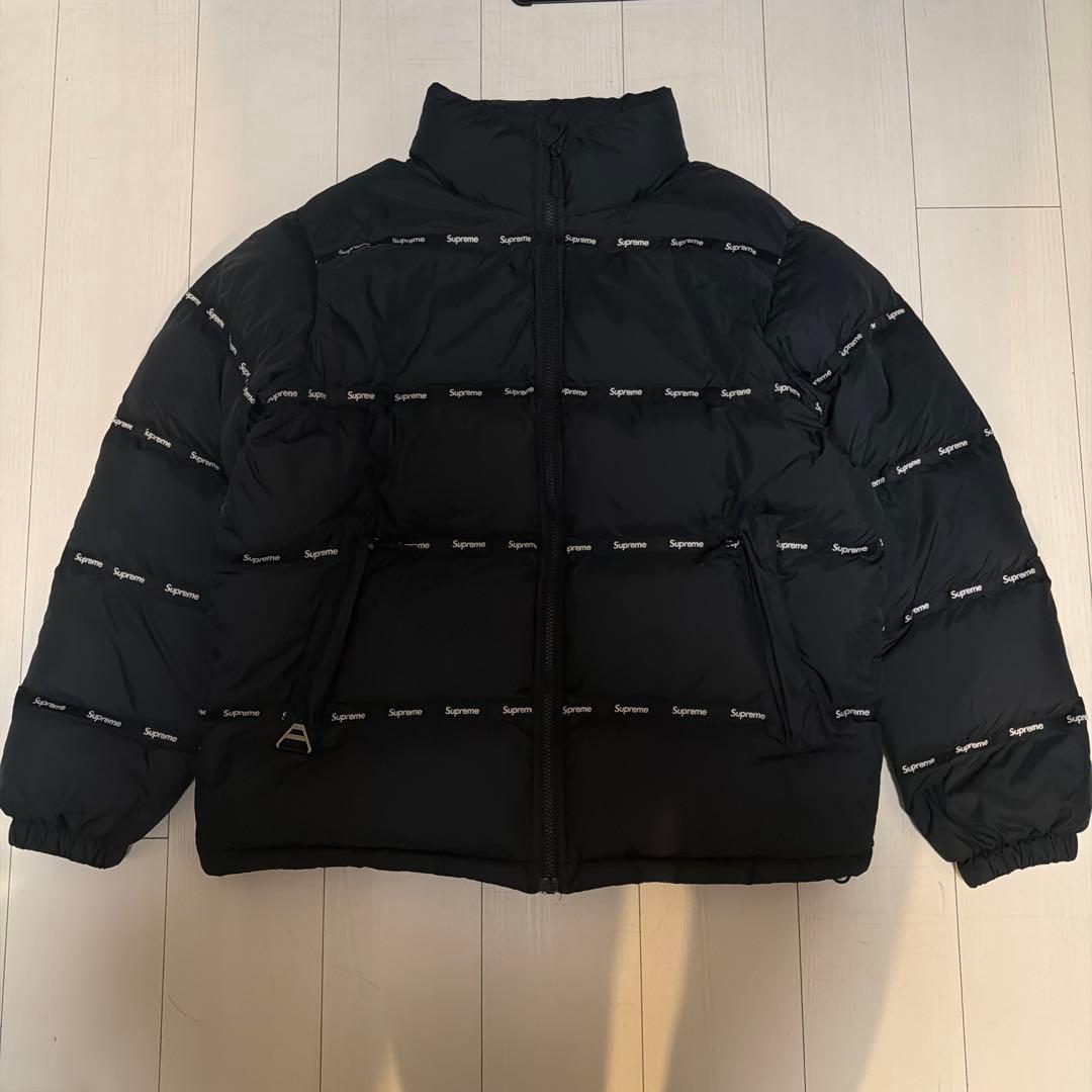 高品質！Supreme logo tape puff jacket ダウン L