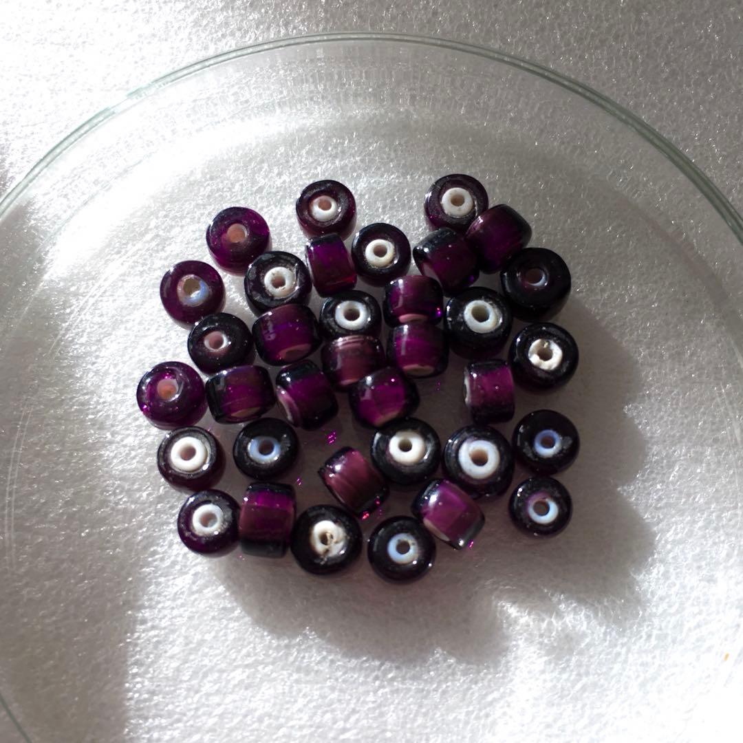 1900s アンティーク ベネチアンビーズ ホワイトハーツ とんぼ玉