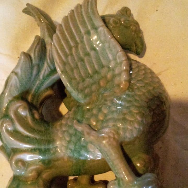 中国陶磁器　青磁　鳳凰