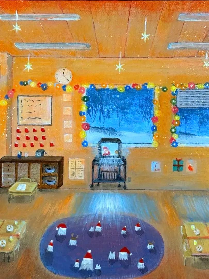 christmas party アクリル画　F3