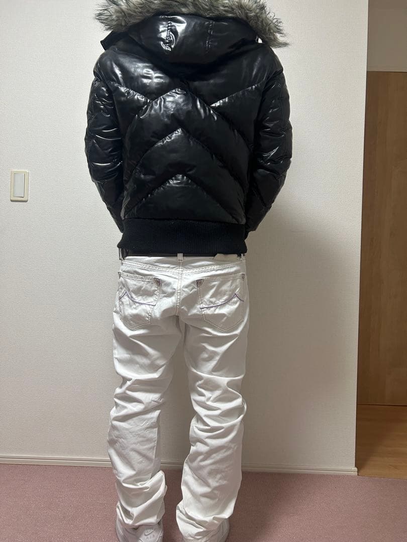 old uniqlo DOWN COLLECTION ファーダウンジャケット 黒