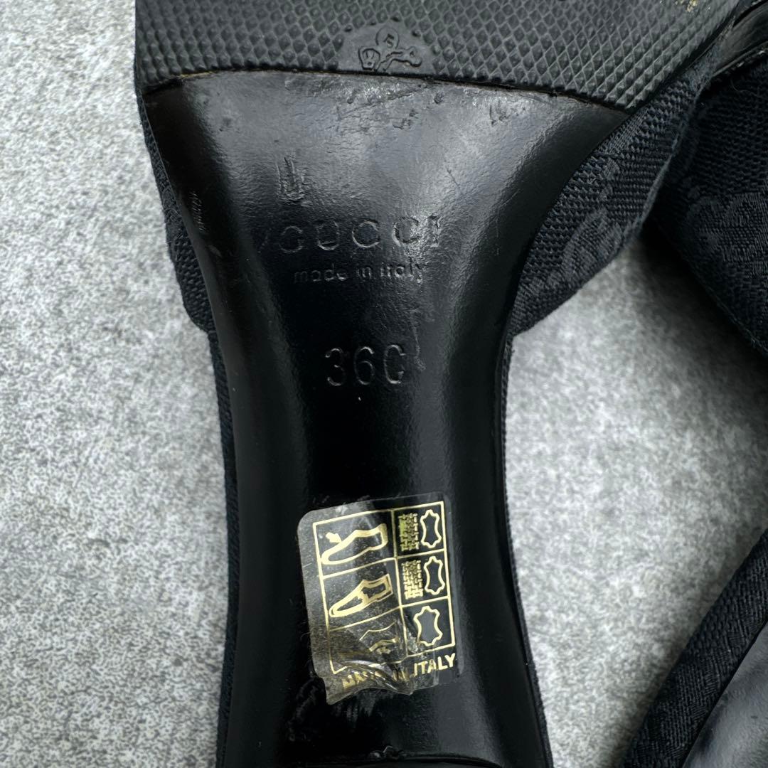 靴 Gucci GG Canvas Horsebit Mules 36C 23cm