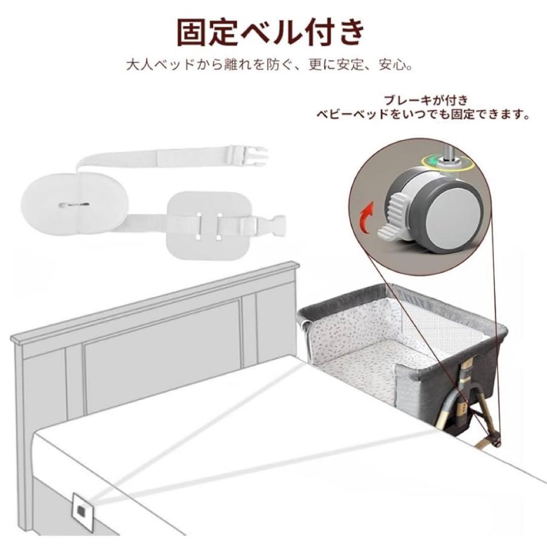 【Vinona】折りたたみ ベビーベッド (グレー)