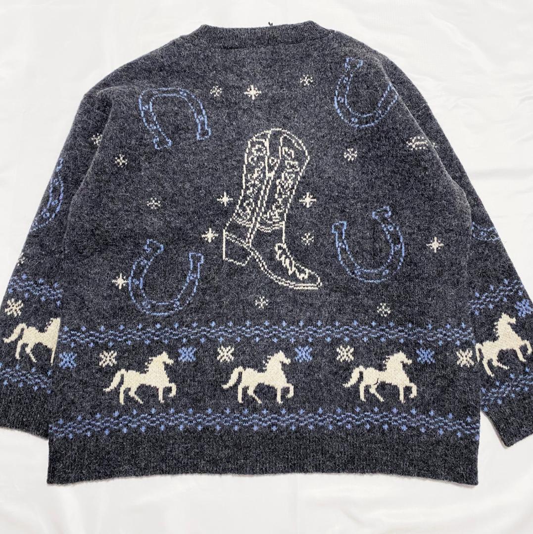 新品 【ZARA 】　ジャカードニットボタンカーディガン M