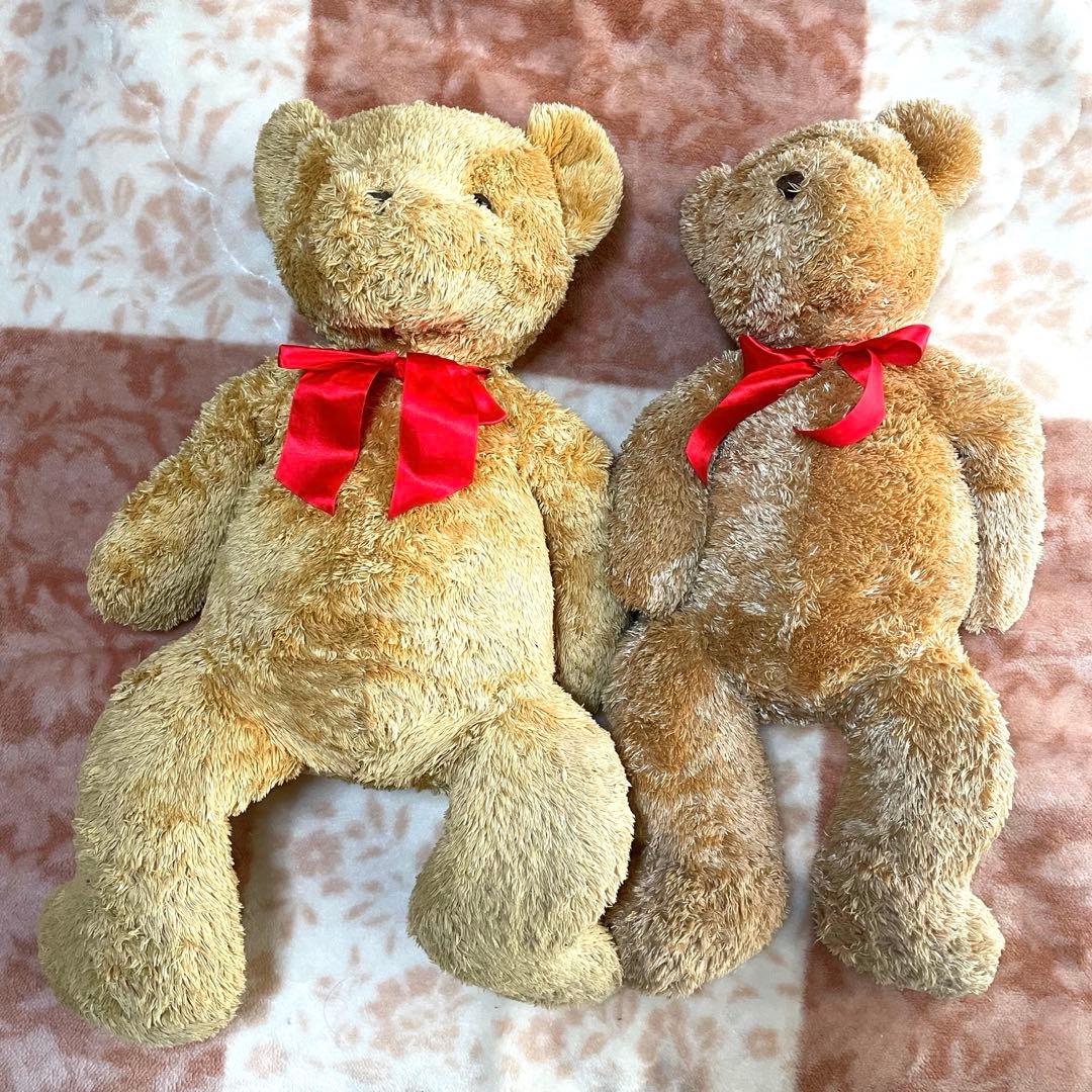 テディベア 2体セット 赤リボン　約80cm
