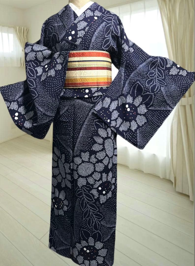 希少サイズ❣️身幅大❣️トールサイズ‼️新品✨有松鳴海絞り浴衣　藍染