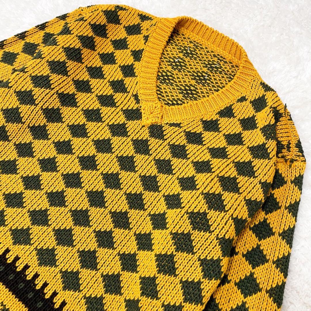 未使用級 メゾンマルジェラ オーバーサイズ リバースニットセーター イエロー