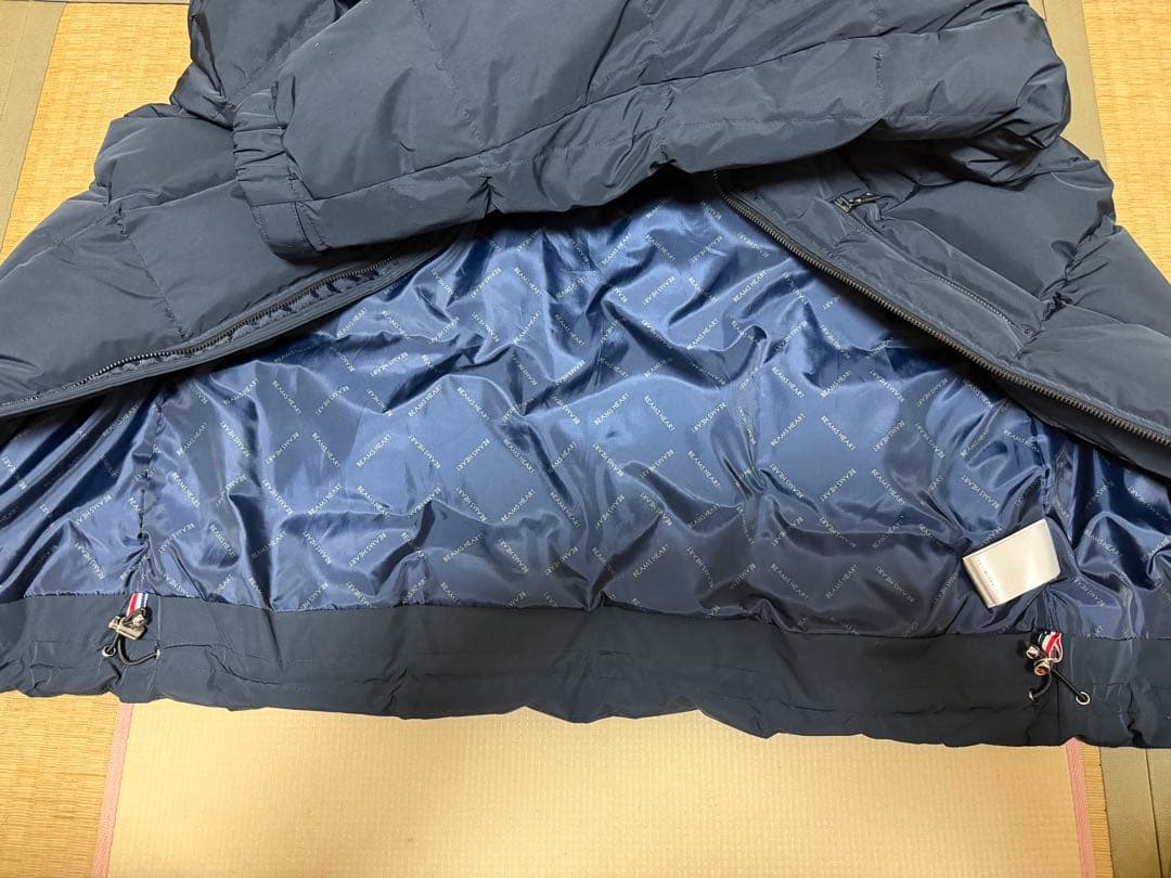 ビームスハート　キルトダウンジャケット　XLサイズ　ネイビー　フード付き