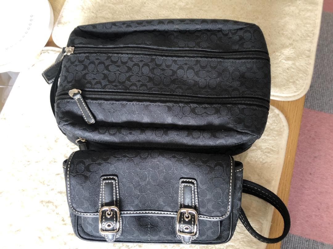 【未使用に近い】COACH　シグネチャー　ウエストバッグ+シューズケースのセット