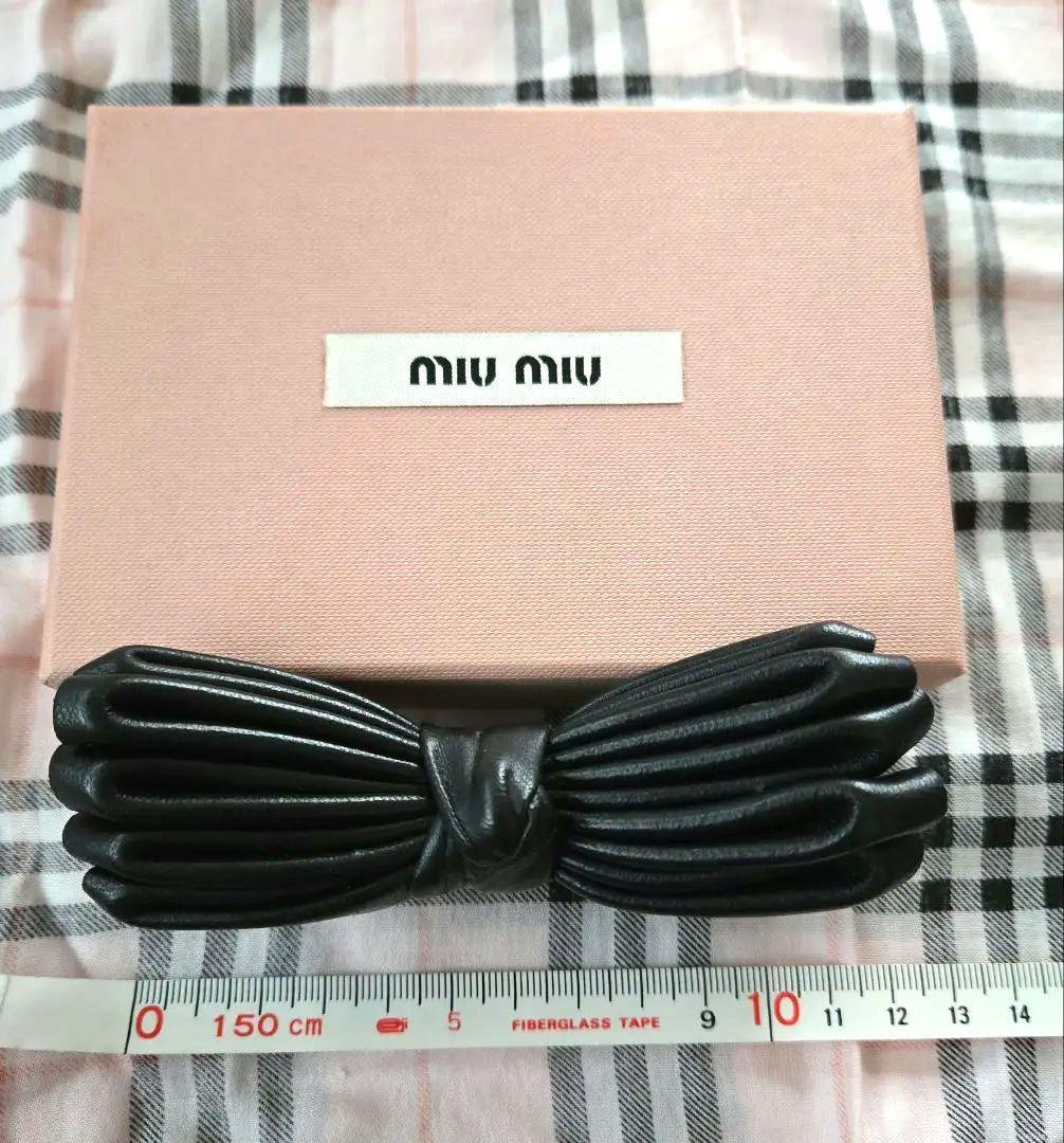 【美品】miu miu レザーリボンバレッタ