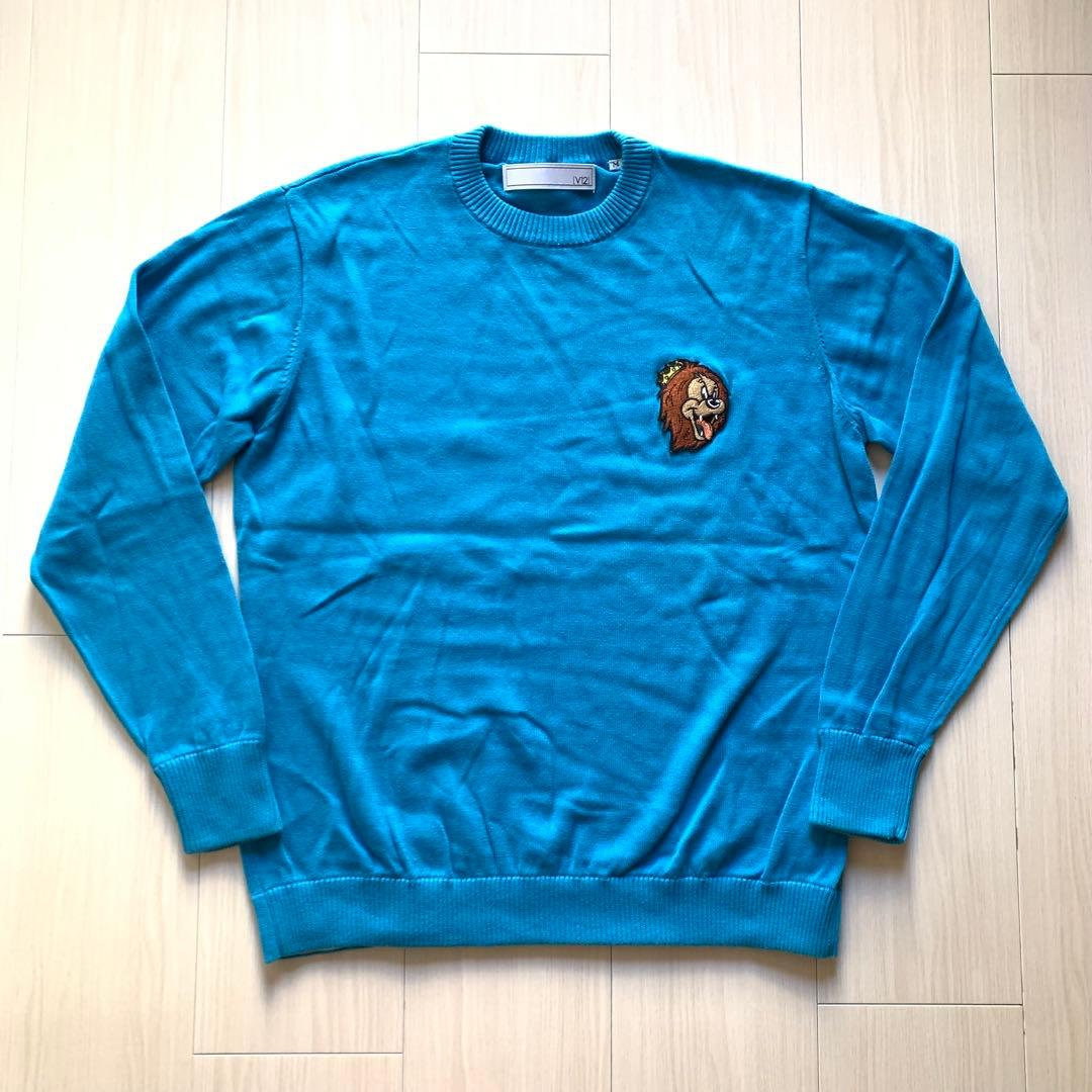 【美品】V12 LION CREW ワッペンニットセーター Mサイズ メンズ