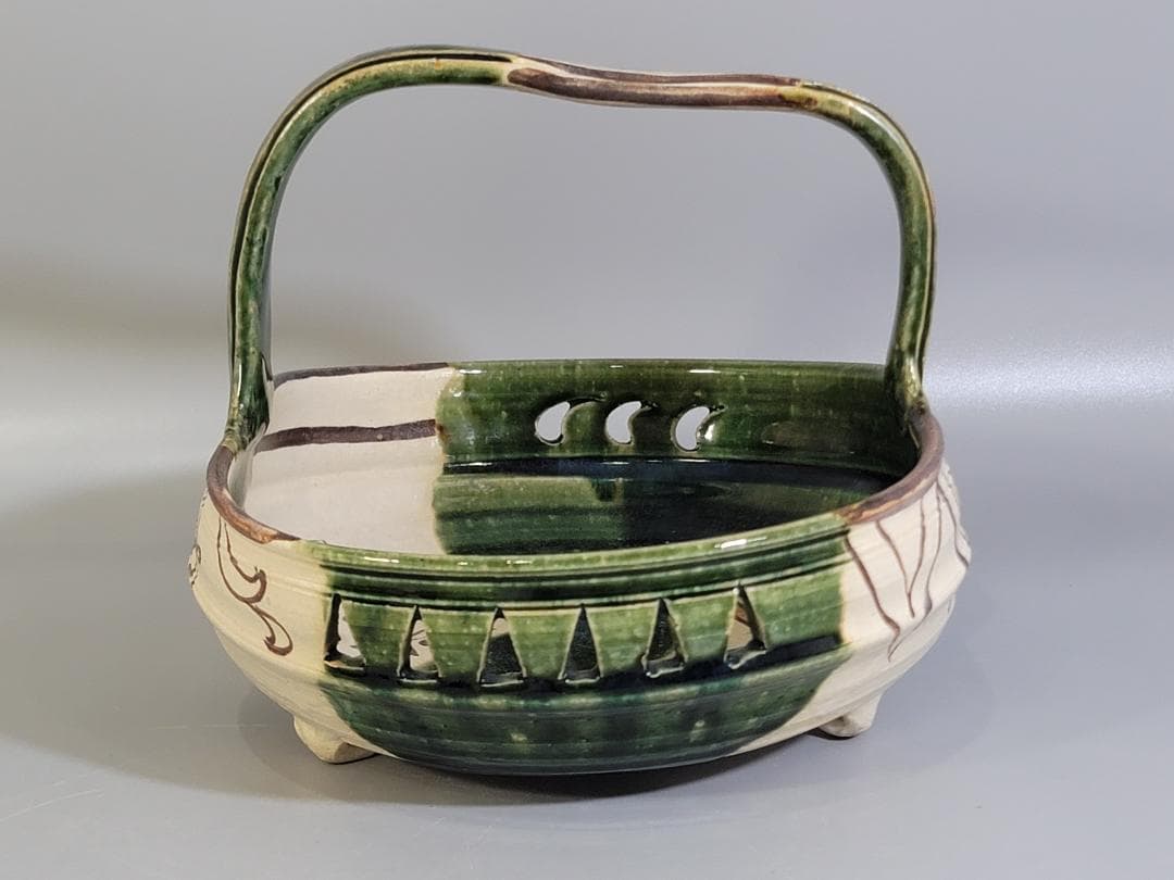 茶道具 織部 手鉢 共箱 美品 DT458