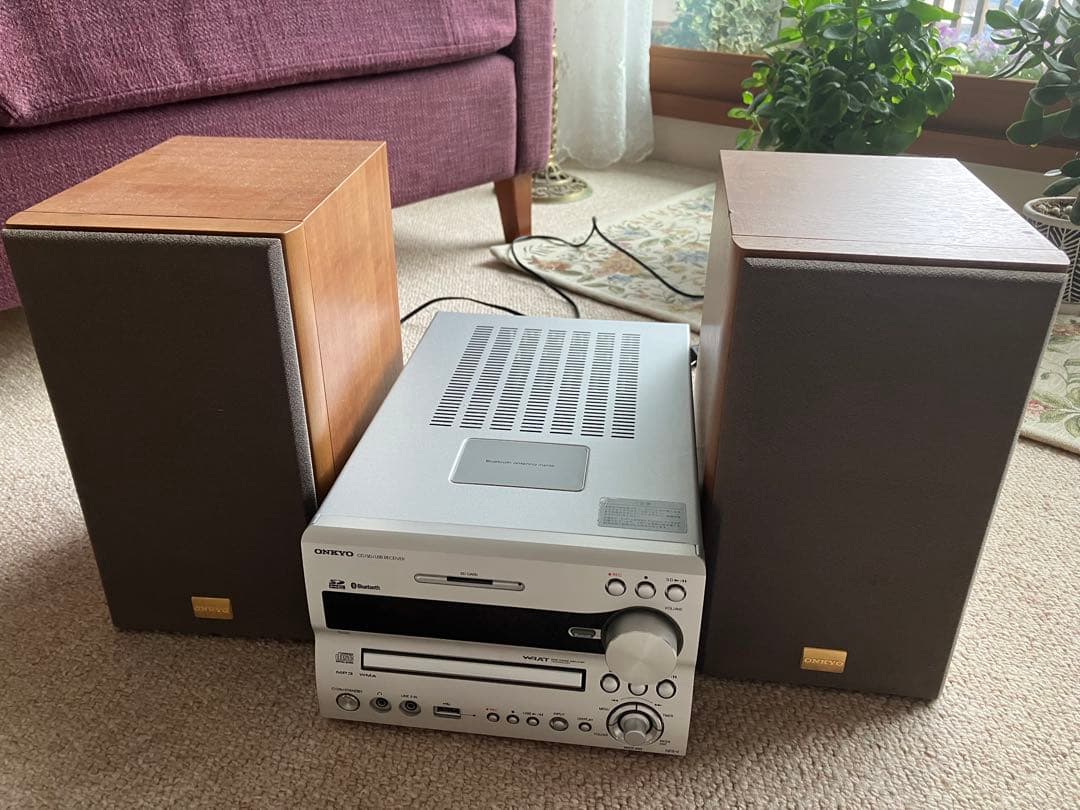 ONKYO CD/SD/USB レシーバー 木製スピーカー付き 取説あり