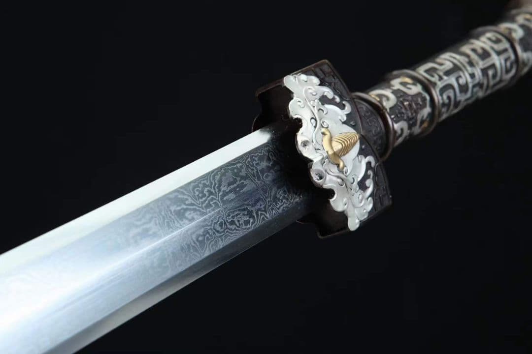 20寸鎏金銀龍吟漢剣（黒檀金） 古兵器 武具　刀装具　日本刀　模造刀 居合刀
