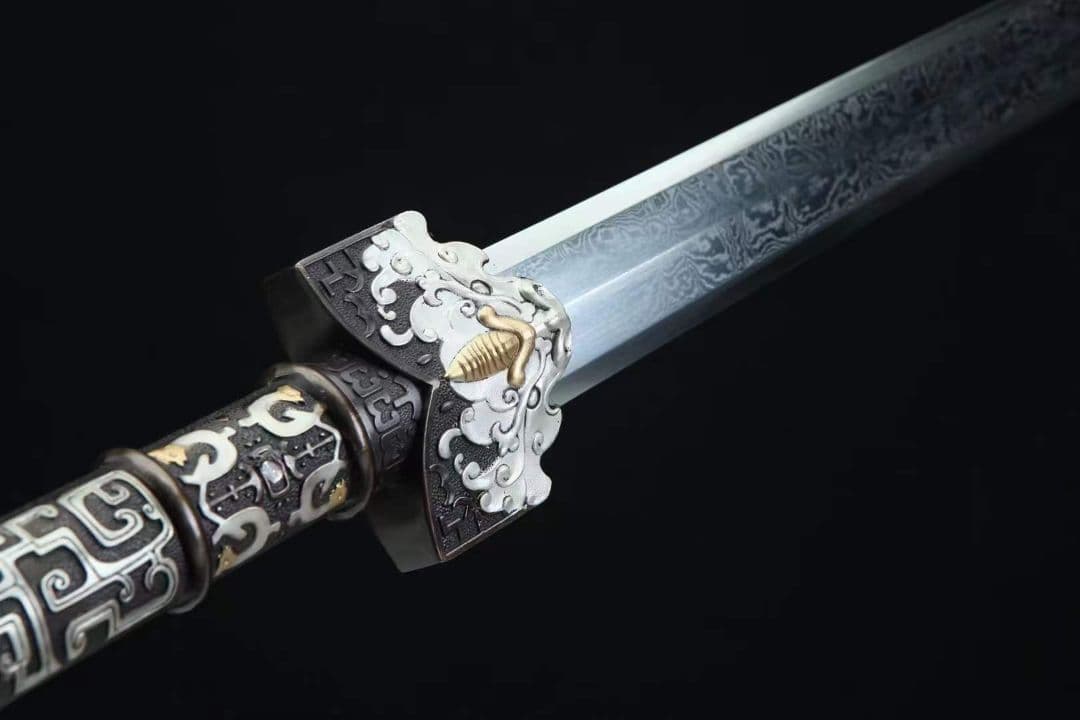 20寸鎏金銀龍吟漢剣（黒檀金） 古兵器 武具　刀装具　日本刀　模造刀 居合刀