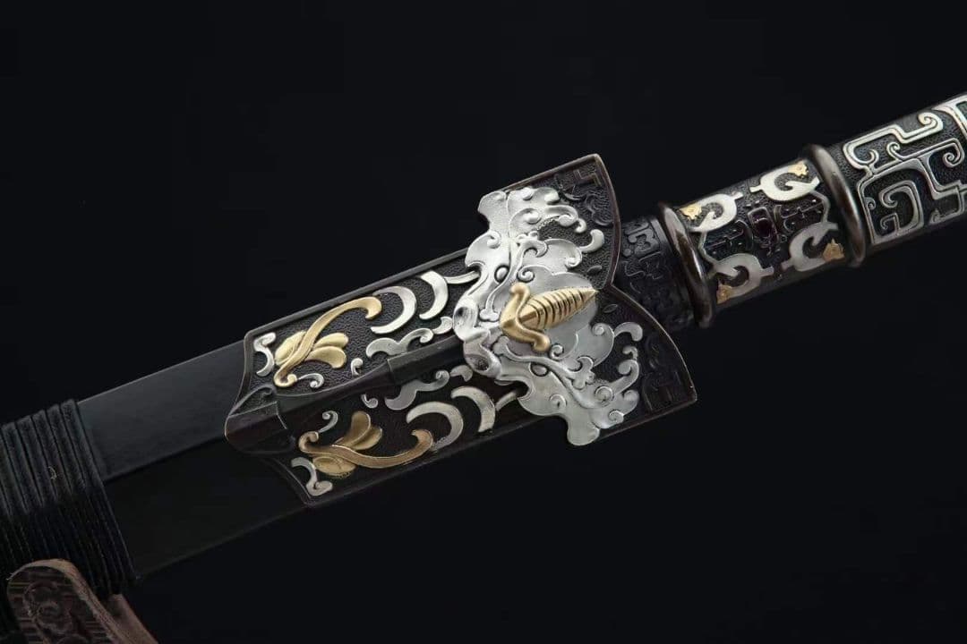 20寸鎏金銀龍吟漢剣（黒檀金） 古兵器 武具　刀装具　日本刀　模造刀 居合刀