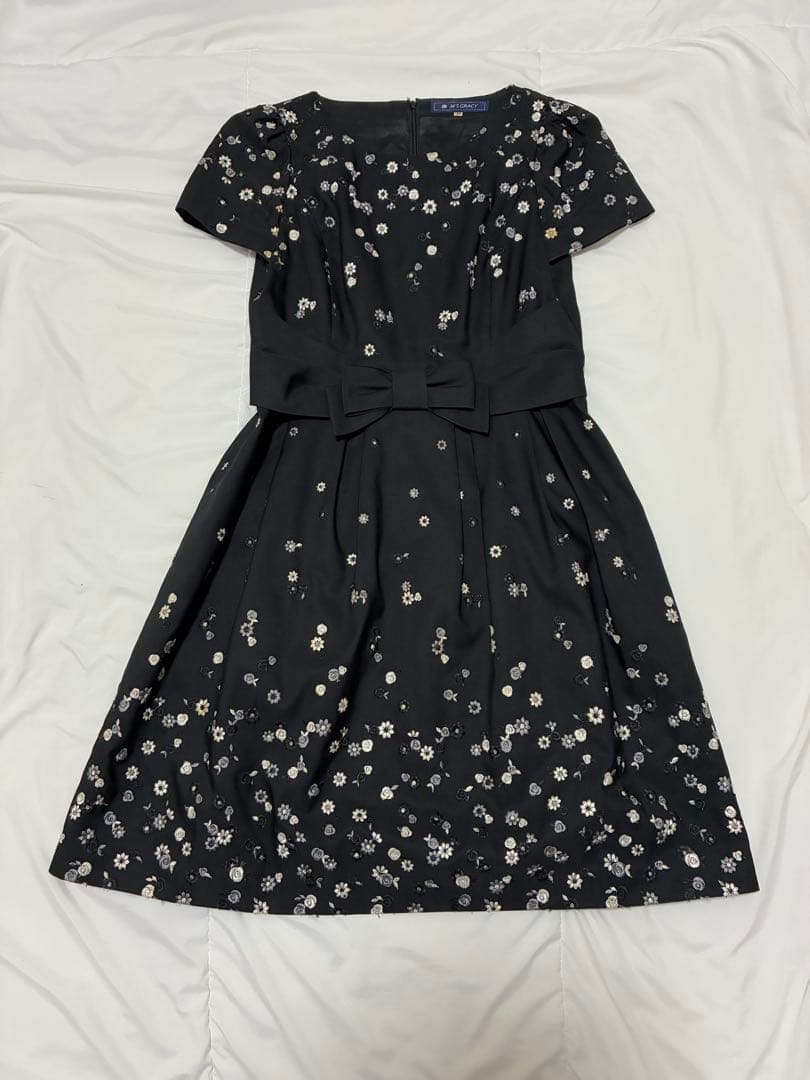 M'S GRACY エムズグレイシー フラワー刺繍 ワンピース リボン 42