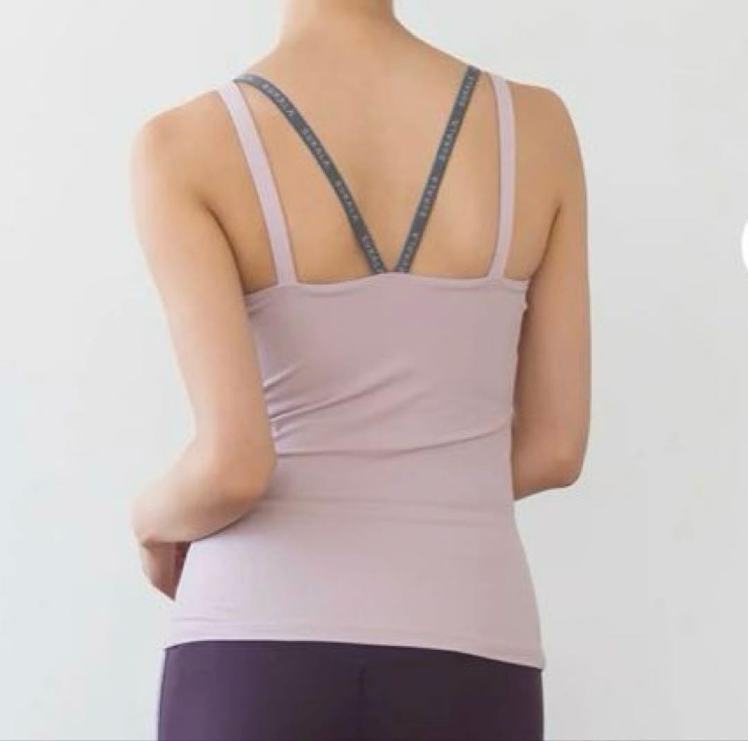 【SUKALA】ダブルストラップリブロゴタンクトップLL