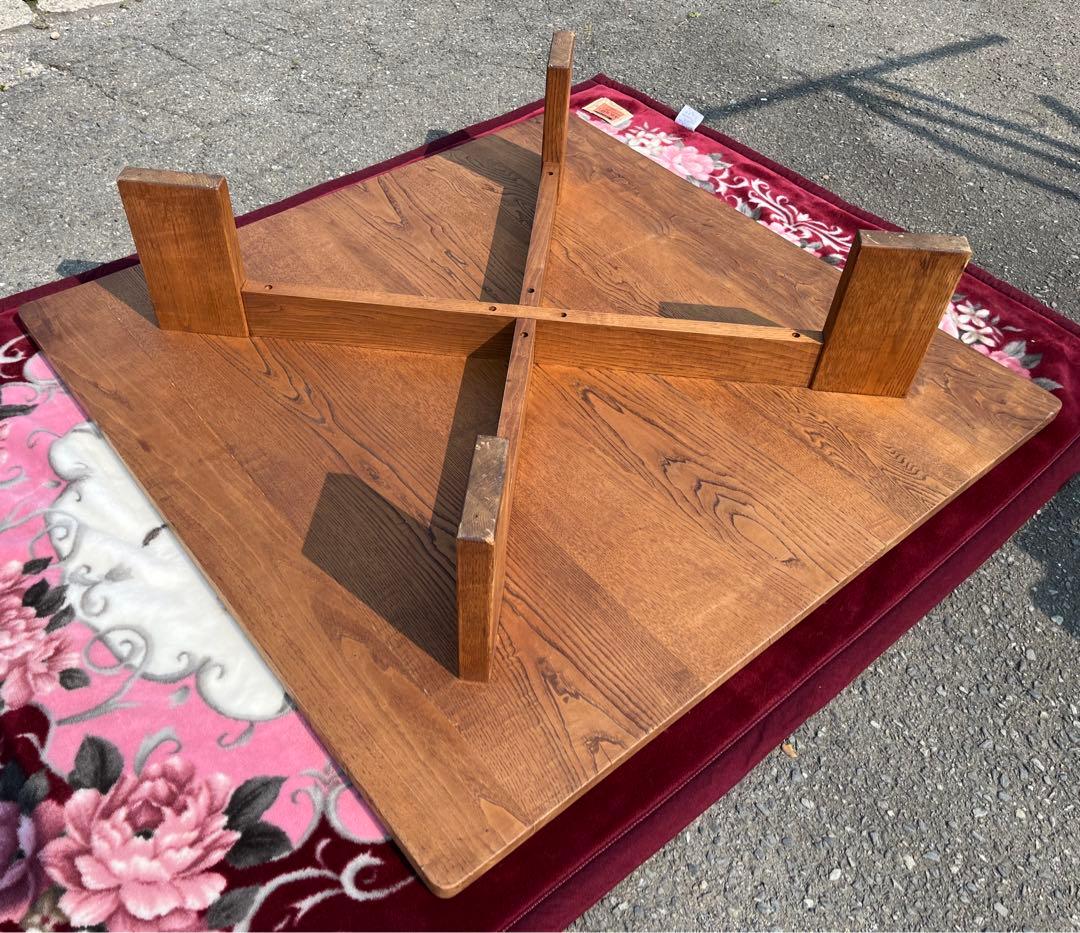 【アンティーク】木製 無垢 1枚板 座卓 ローテーブル センターテーブル 正方形