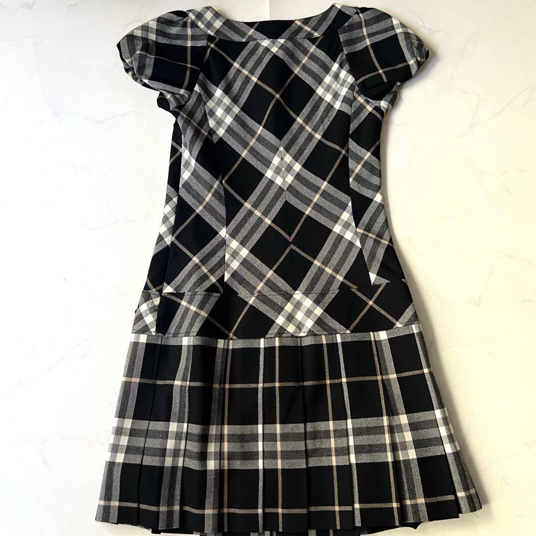 美品 バーバリーブルーレーベル ノバチェックワンピース ベルト プリーツ 36