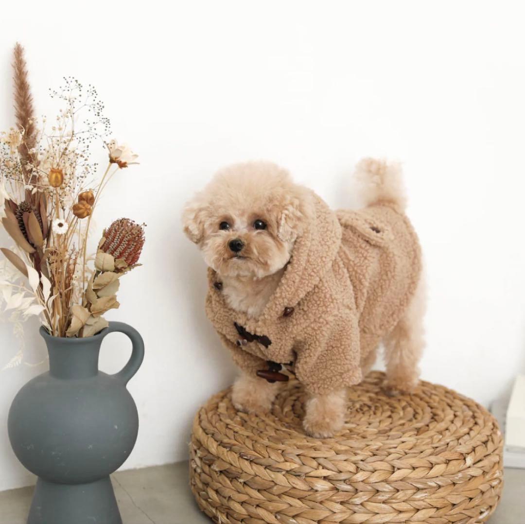 モンシェリ　ダッフルコート　犬服　ベージュMサイズ