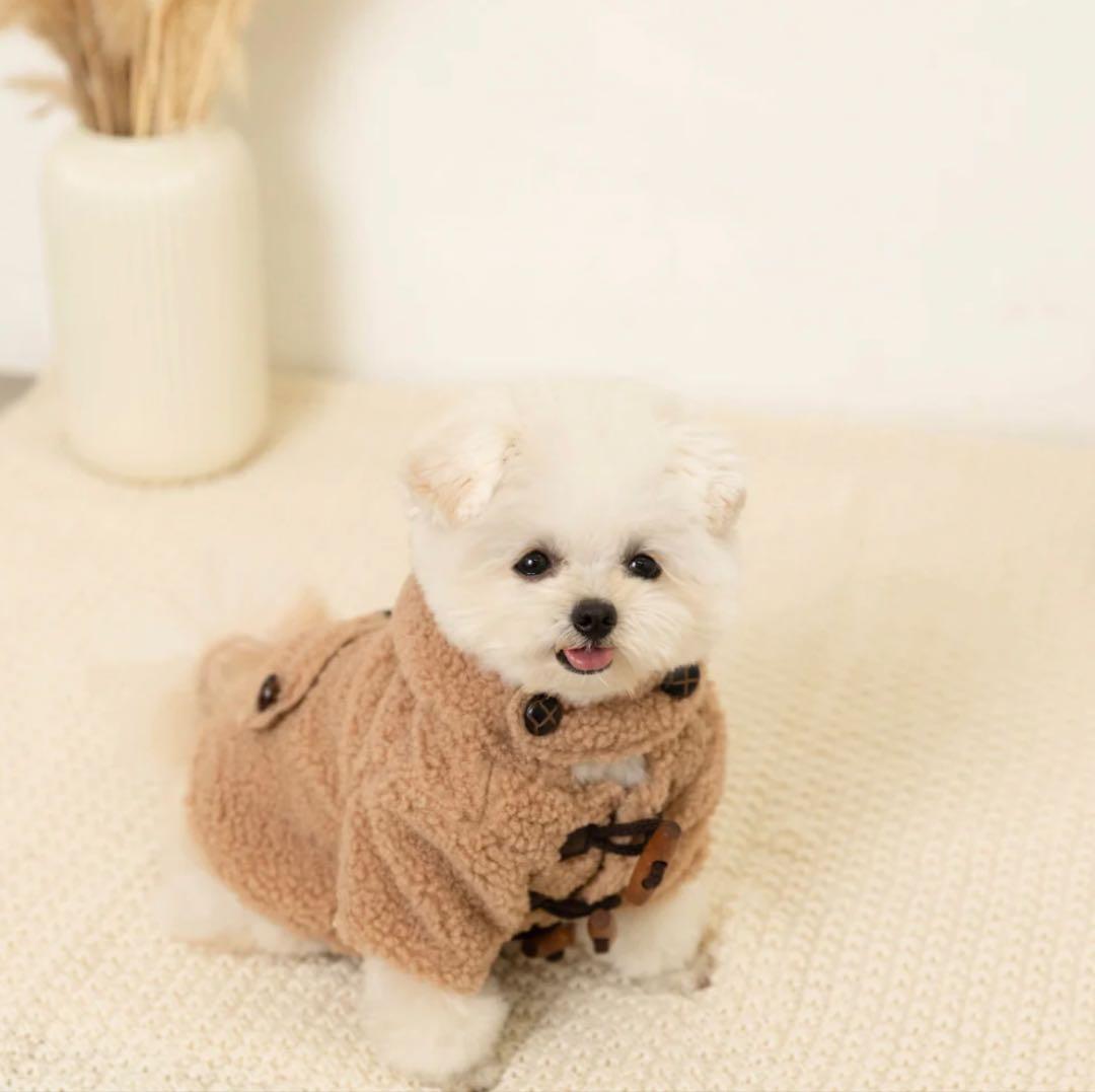 モンシェリ　ダッフルコート　犬服　ベージュMサイズ