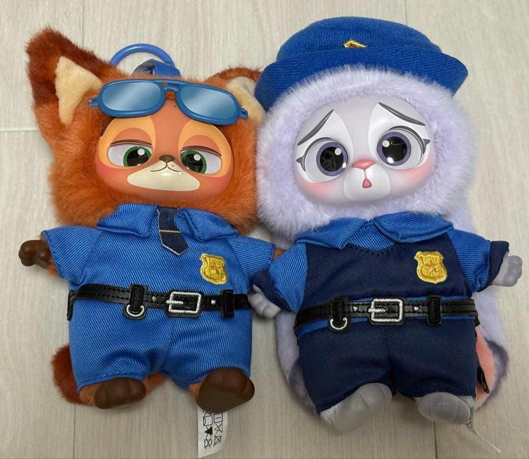 【2点セット】ズートピアMINISO ぬいぐるみペンダント 警官ニックジュディ