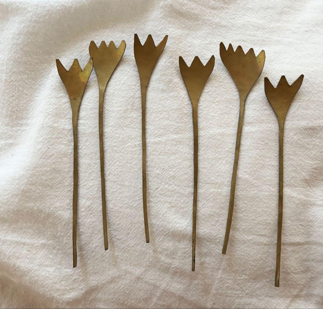 木全俊吾 作家 真鍮 ハンドメイド フォーク 6本