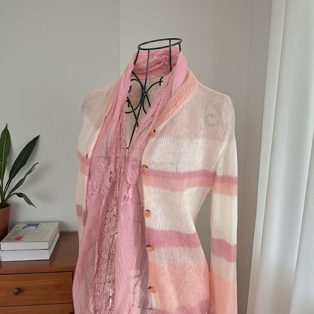 ERMANNO SCERVINO モヘヤ混ニット　カーディガン ストール一ピンク