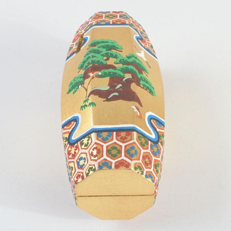 aoi　島津有職庵作　本金箔京彩　ぶりぶり香合　共布共箱　V　9488