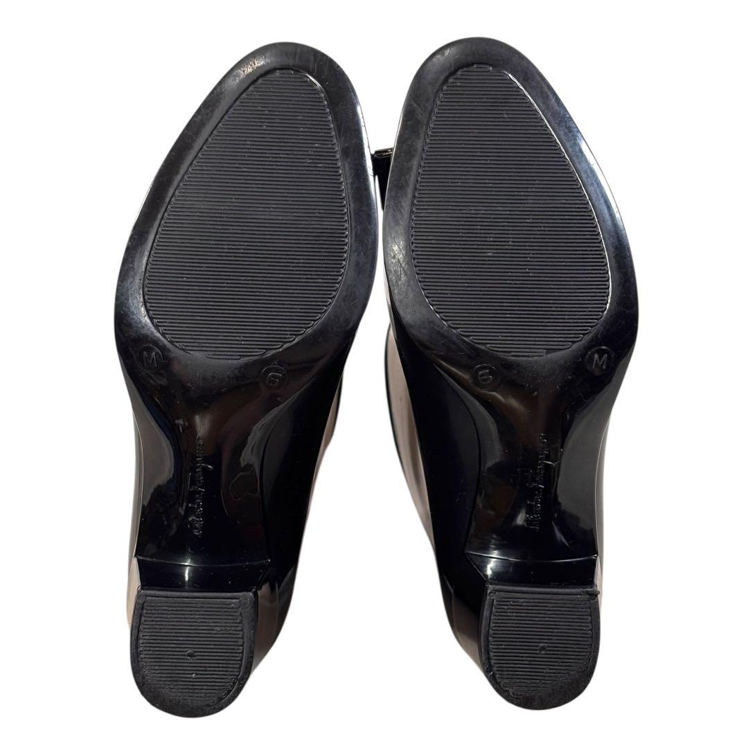 美品 サルヴァトーレ フェラガモ 6 23.5 ヴァラ レインブーツ ブラック