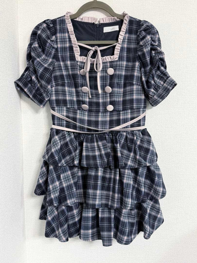 Pium クロスベルト半袖ティアードミニワンピース