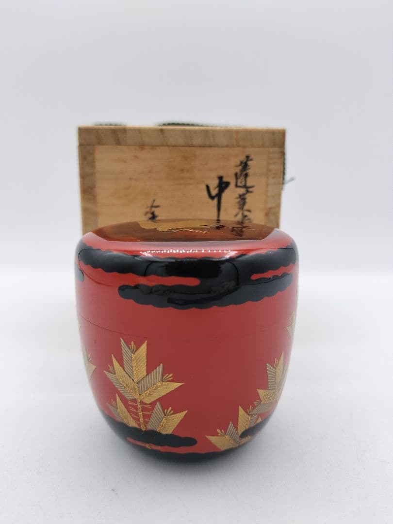 c448 中棗 蓬莱蒔絵 内銀溜 前畠春斎 木箱 茶道具 古物