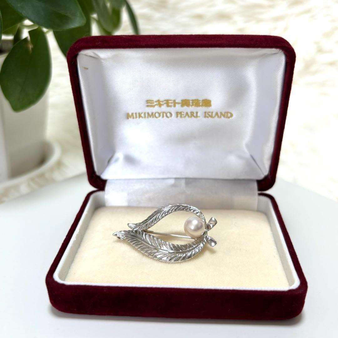 【極美品】MIKIMOTO ミキモト パール　ブローチ　コサージュ　リーフ