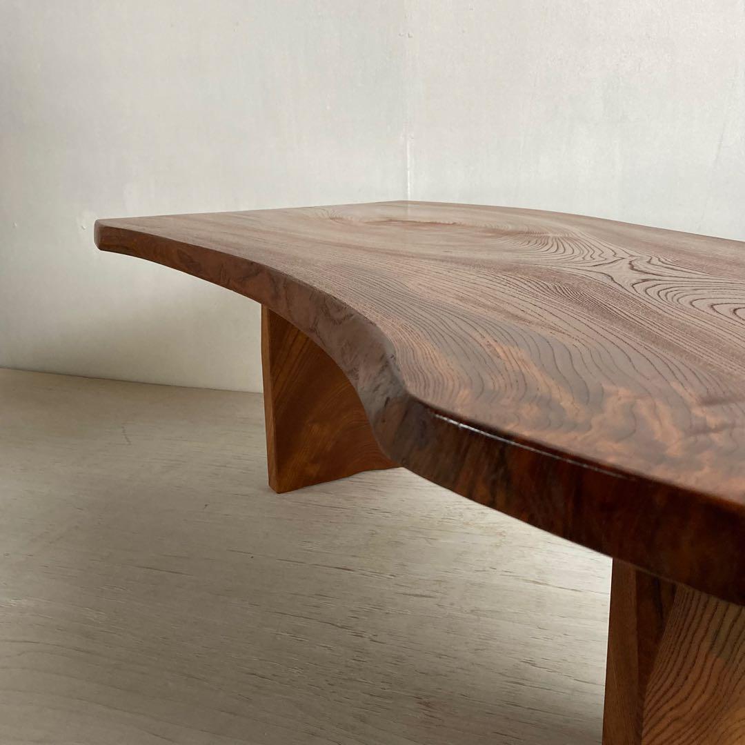 古い木製 テーブル けやき 欅 一枚板 耳付き