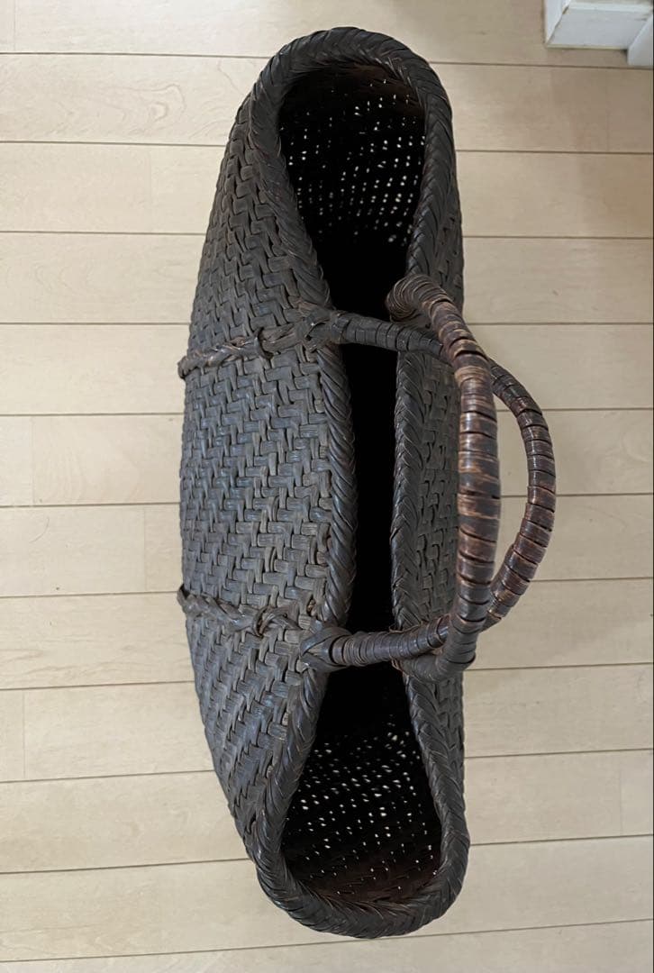 SALE◆天然山形県産 山葡萄蔦 籠バック 黒艶 ヴィンテージ 大きめ◆