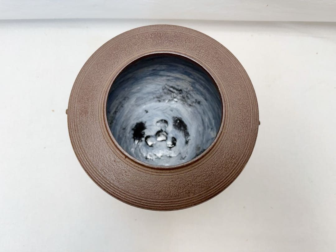 未使用 茶道具 釜師 佐藤浄清造 帯七宝地紋 筒釜 釜印 釜鐶付き 共箱