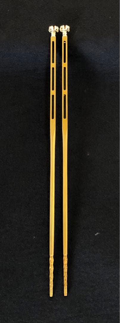 《R》菊頭四方透飾 火箸 金工師 木村清五郎 経歴書 共箱 元箱251216お5