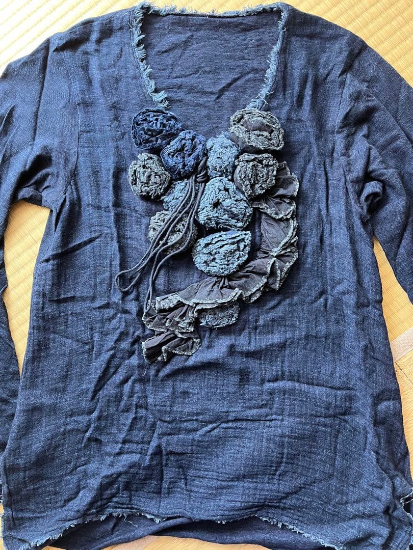 45RPM インディゴブルー　シャツ　ブラウス