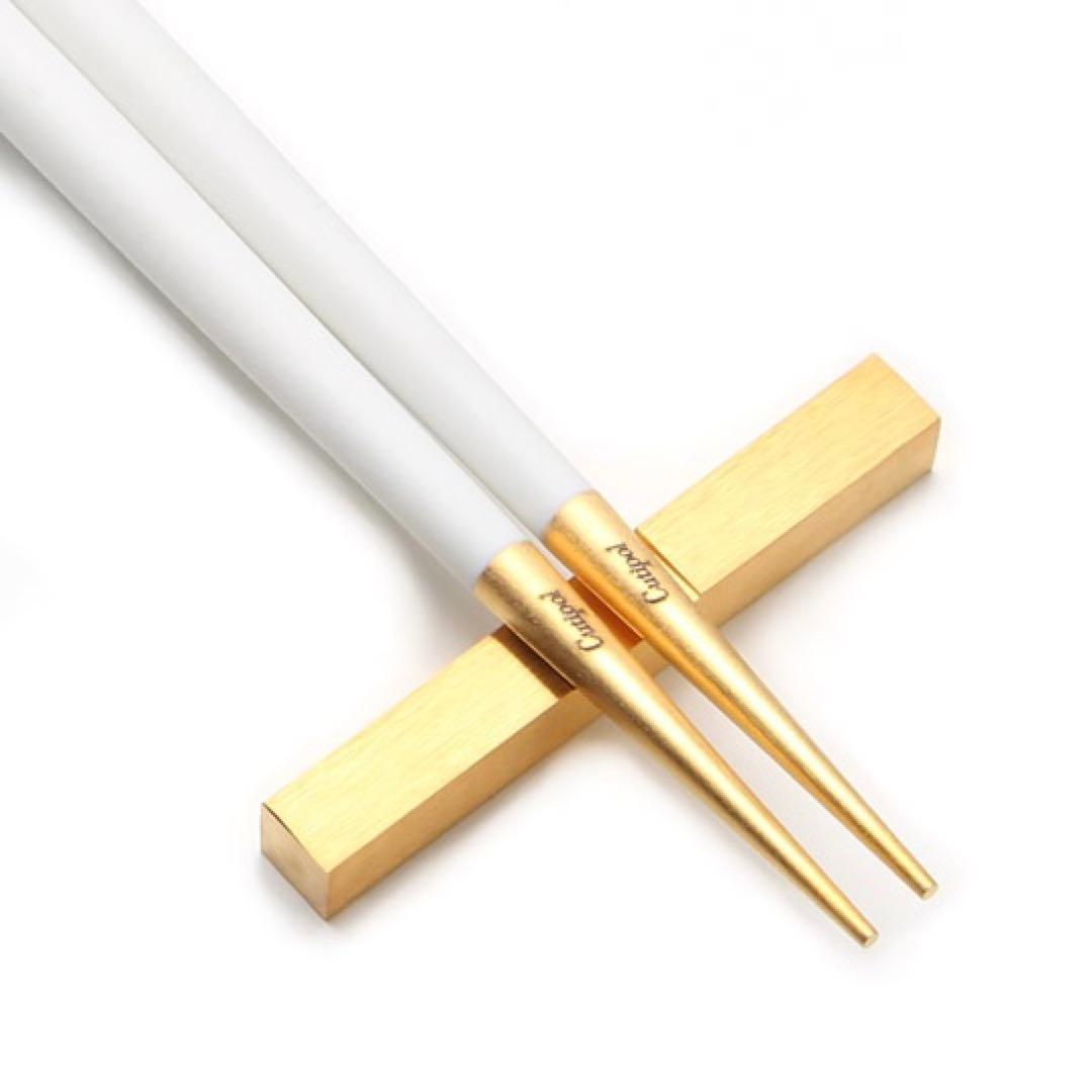 Cutipol クチポール ゴア 箸＋箸置きセット ホワイト　ゴールド 2セット