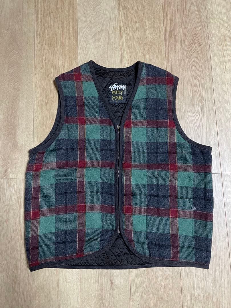 90s STUSSY BURLY GEAR チェックベスト USA製