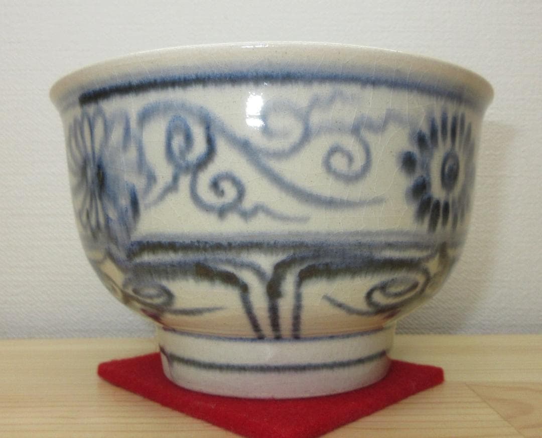 送料込【逢絢亭】茶道具 茶碗 萬古焼 安南茶碗 八幡窯 堀野証嗣 共箱入り