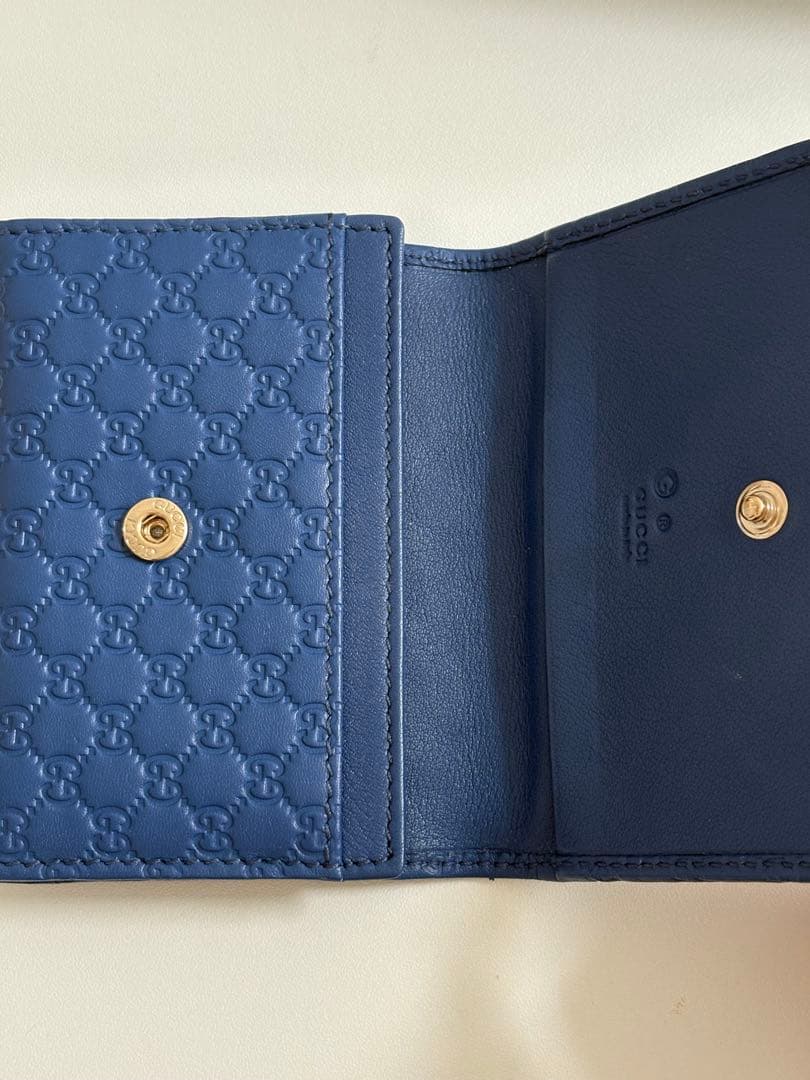 【美品・GUCCI】グッチ　マイクログッチシマ　カードケース　名刺入れ　ブルー