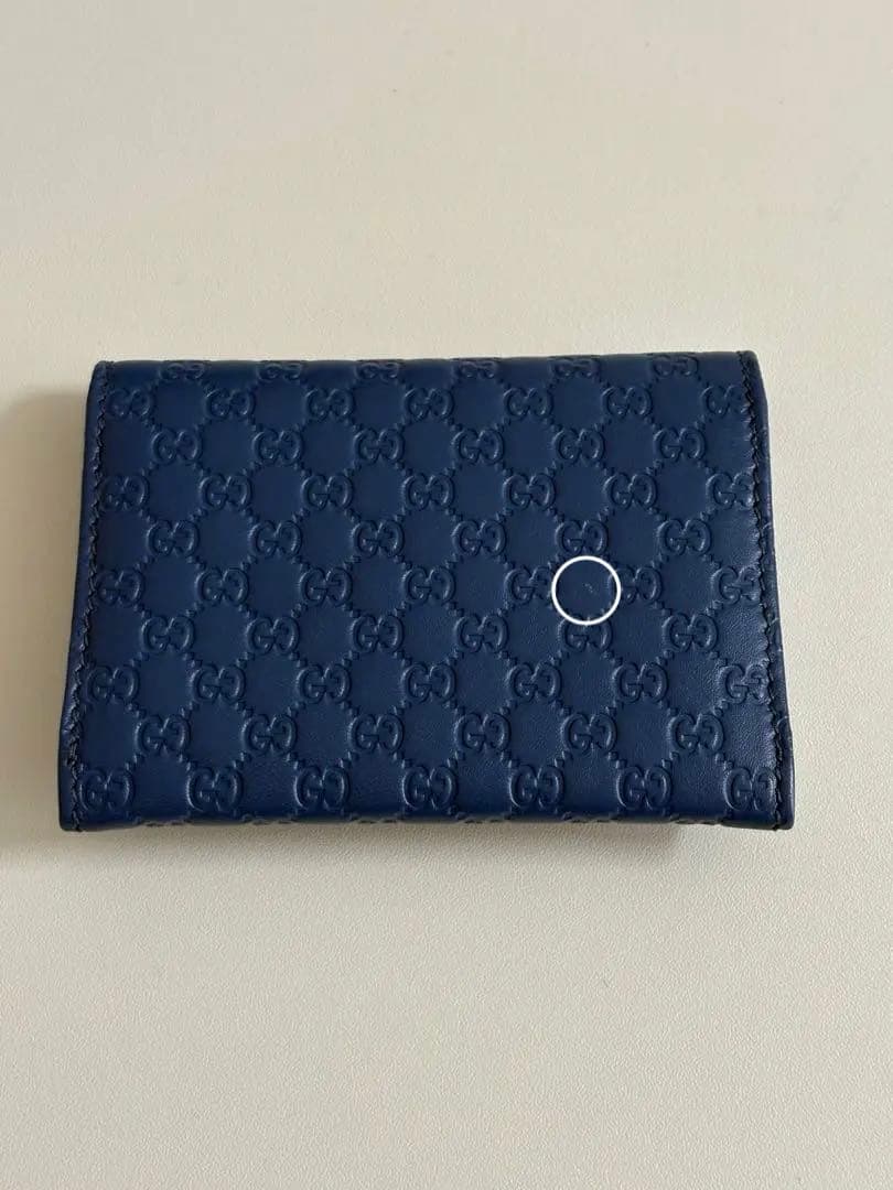 【美品・GUCCI】グッチ　マイクログッチシマ　カードケース　名刺入れ　ブルー