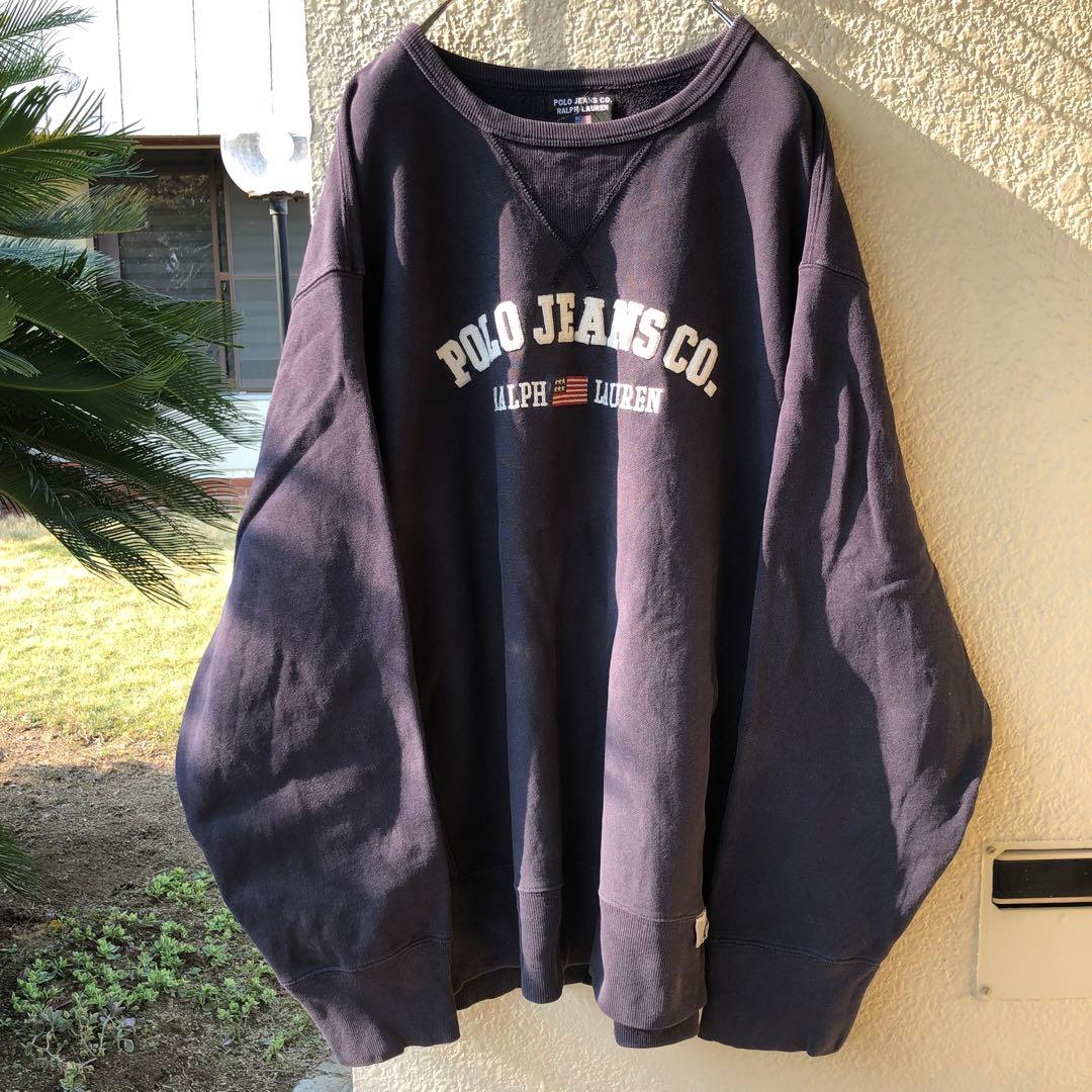 XXL 90s 鬼フェード リバースウィーブ型 ポロジーンズ スウェット