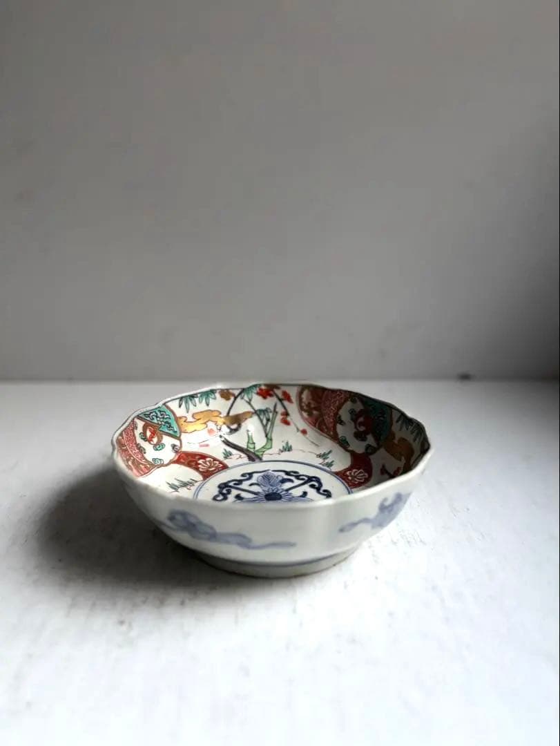 696 骨董 アンティーク 古伊万里 染付 豪華絢爛 色絵深皿 幕末 正月準備