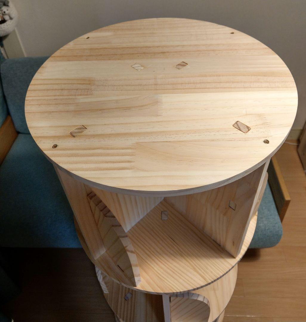 無垢材回転式本棚 4段 交互タイプ　直接引取1200円値引き