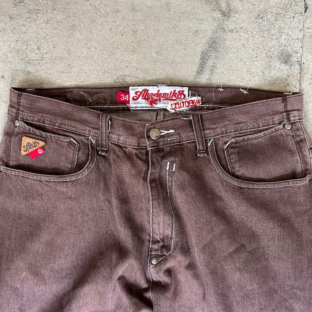 akademiks 00s baggy denim brown 極太 B系