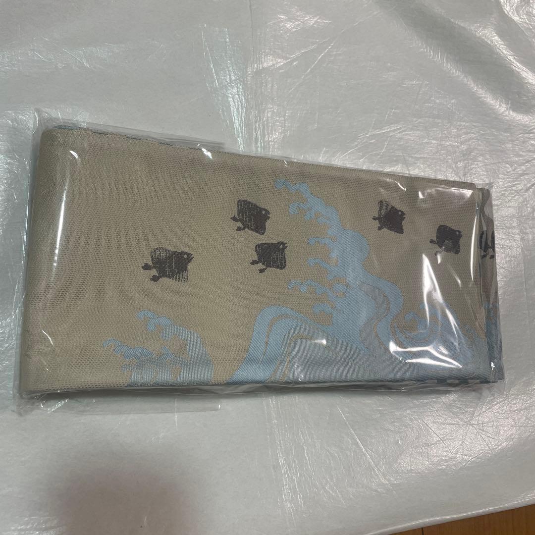 新品未開封　半幅帯 西陣織 波千鳥 リバーシブル