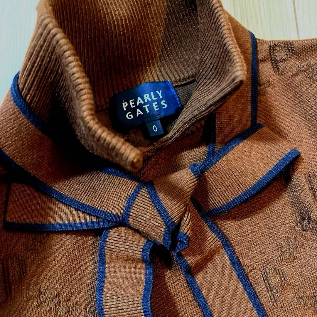 パーリーゲイツ＊ダイヤロゴ柄ハイネックボウタイワンピース＊サイズ0